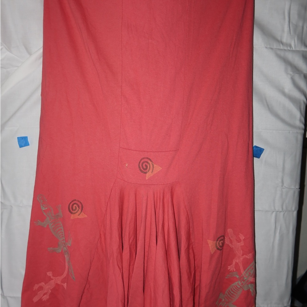Coral Dress with Lizard Print